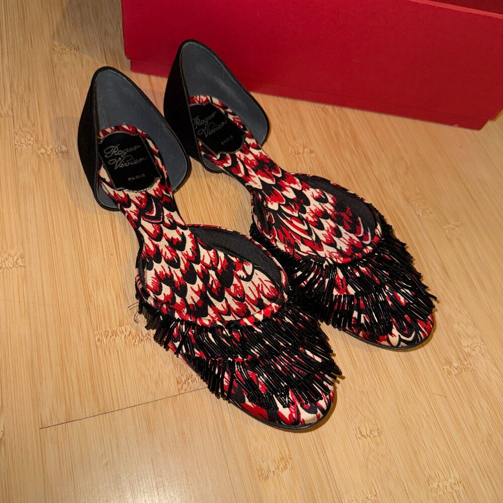 Roger Vivier Satin Beaded d'Orsay Flats